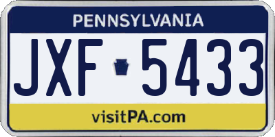 PA license plate JXF5433