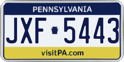 PA license plate JXF5443
