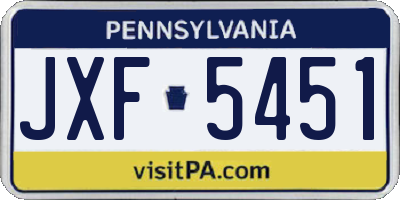PA license plate JXF5451