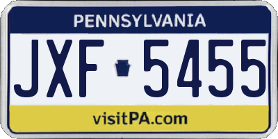 PA license plate JXF5455