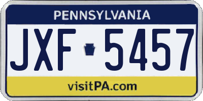 PA license plate JXF5457