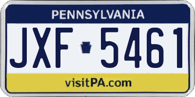 PA license plate JXF5461