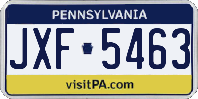 PA license plate JXF5463