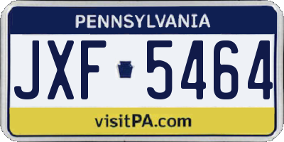 PA license plate JXF5464