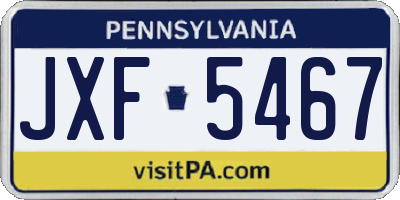 PA license plate JXF5467