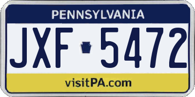 PA license plate JXF5472