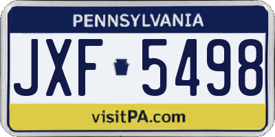 PA license plate JXF5498