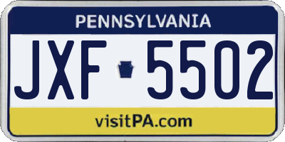 PA license plate JXF5502