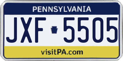 PA license plate JXF5505