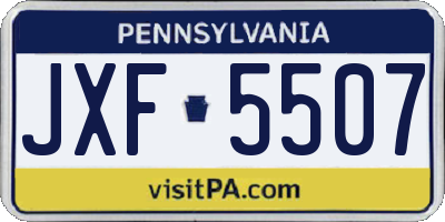 PA license plate JXF5507