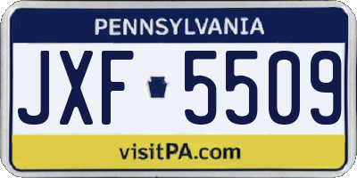 PA license plate JXF5509