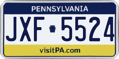 PA license plate JXF5524