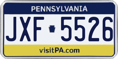 PA license plate JXF5526