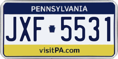 PA license plate JXF5531