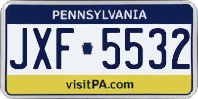 PA license plate JXF5532