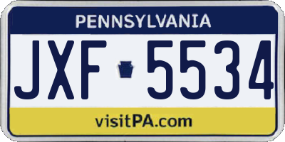 PA license plate JXF5534