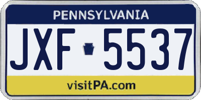 PA license plate JXF5537