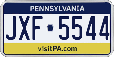 PA license plate JXF5544