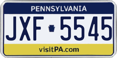 PA license plate JXF5545