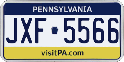 PA license plate JXF5566