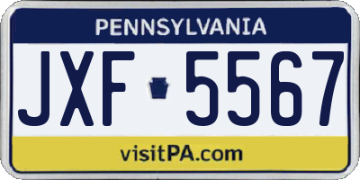 PA license plate JXF5567