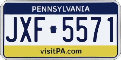 PA license plate JXF5571