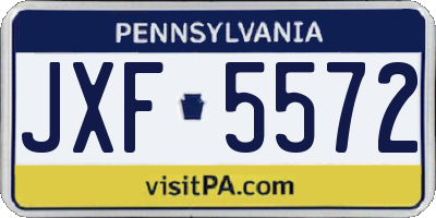 PA license plate JXF5572