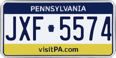 PA license plate JXF5574