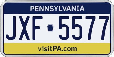 PA license plate JXF5577