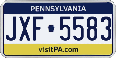 PA license plate JXF5583