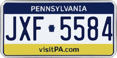 PA license plate JXF5584