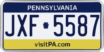 PA license plate JXF5587