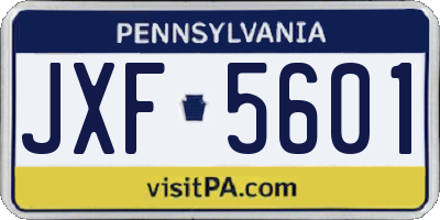 PA license plate JXF5601