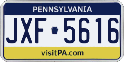 PA license plate JXF5616