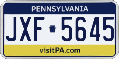 PA license plate JXF5645