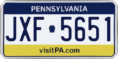 PA license plate JXF5651