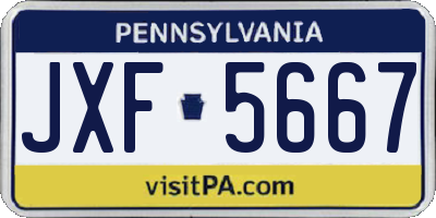 PA license plate JXF5667