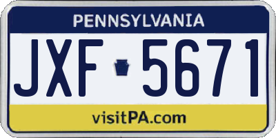 PA license plate JXF5671