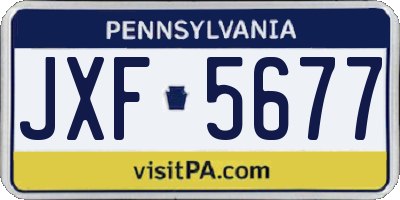 PA license plate JXF5677