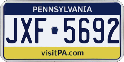 PA license plate JXF5692
