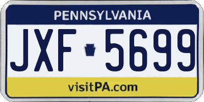 PA license plate JXF5699