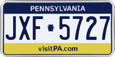 PA license plate JXF5727