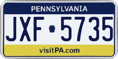 PA license plate JXF5735