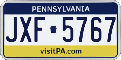 PA license plate JXF5767
