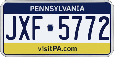 PA license plate JXF5772