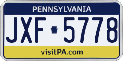 PA license plate JXF5778