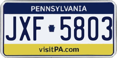 PA license plate JXF5803