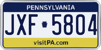 PA license plate JXF5804
