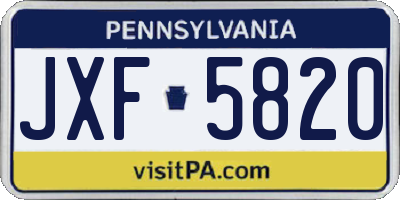 PA license plate JXF5820