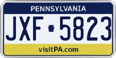 PA license plate JXF5823